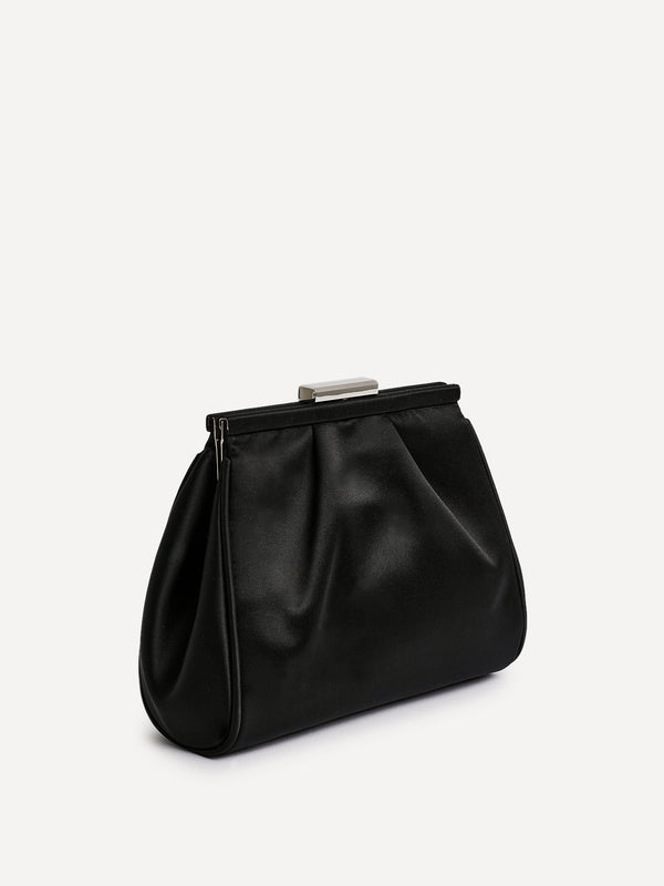 Linzi Black Satin Clutch Bag