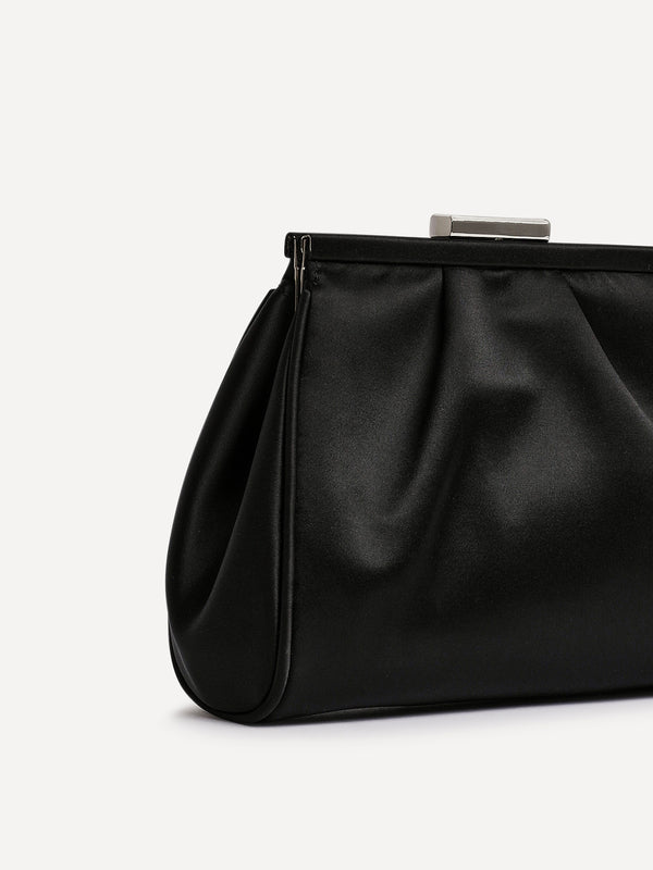 Linzi Black Satin Clutch Bag