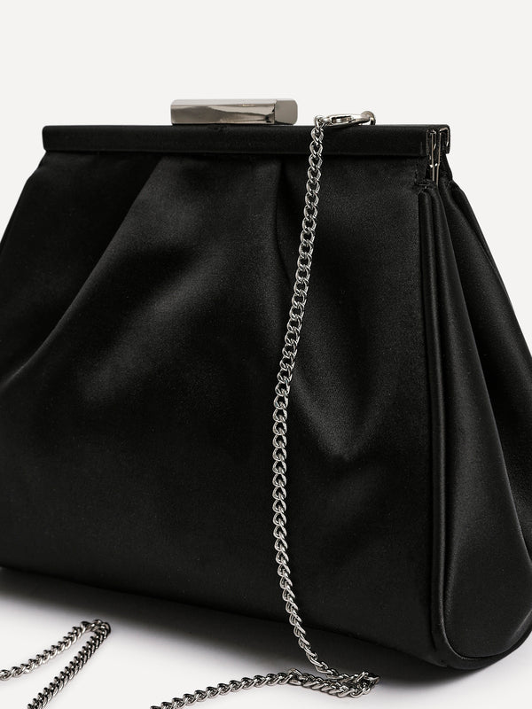 Linzi Black Satin Clutch Bag