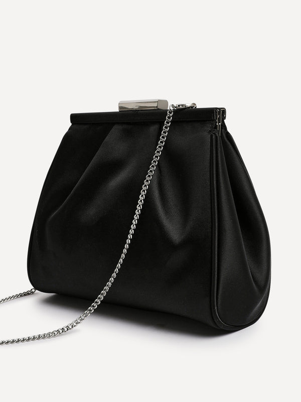 linzi Black Satin Clutch Bag