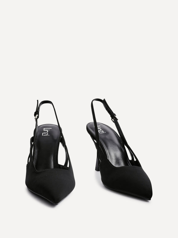 Linzi Black Scuba Sling Back Court Heels