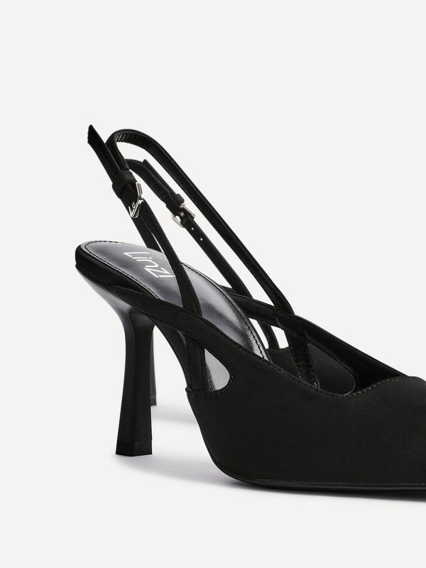 Linzi Black Scuba Sling Back Court Heels