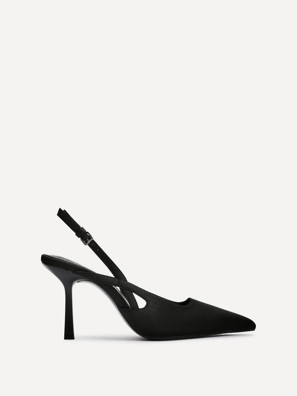 linzi Black Scuba Sling Back Court Heels