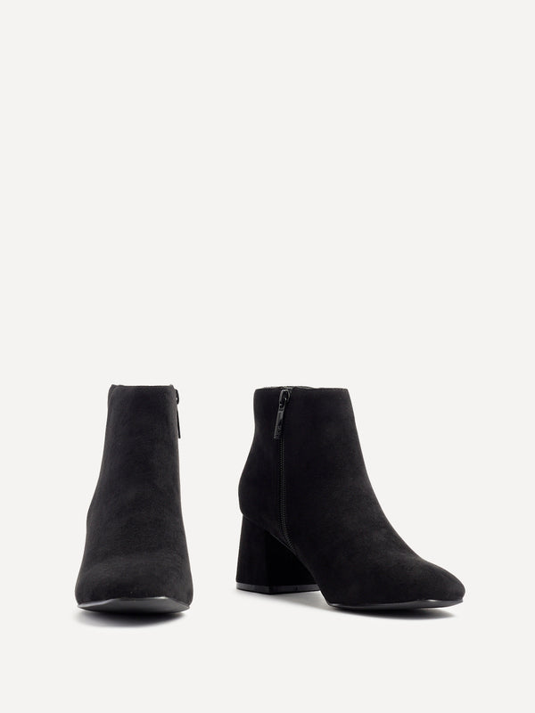 Linzi Black Suede Block Heel Ankle Boot