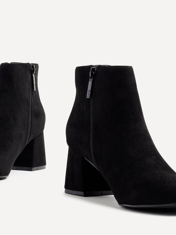 Linzi Black Suede Block Heel Ankle Boot