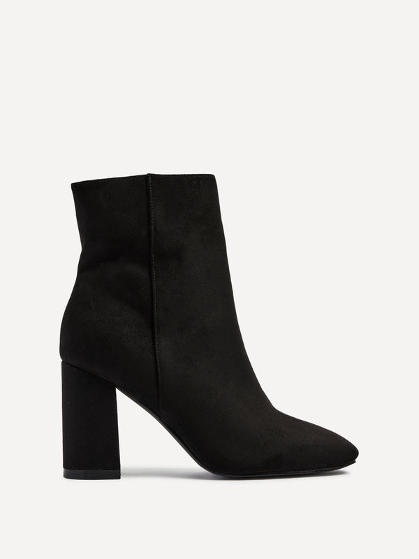 Linzi Black Suede Classic Block Heeled Ankle Boot