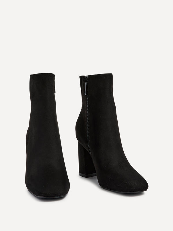 Linzi Black Suede Classic Block Heeled Ankle Boot