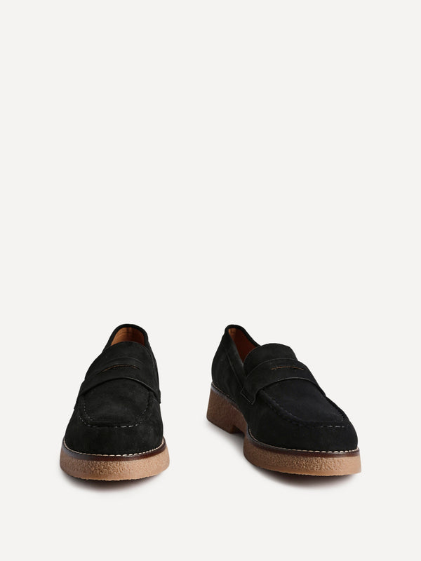 Linzi Black Suede Classic Loafer With Front Tab