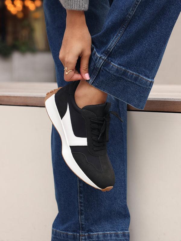 linzi Black Suede Mix Sports Trainers