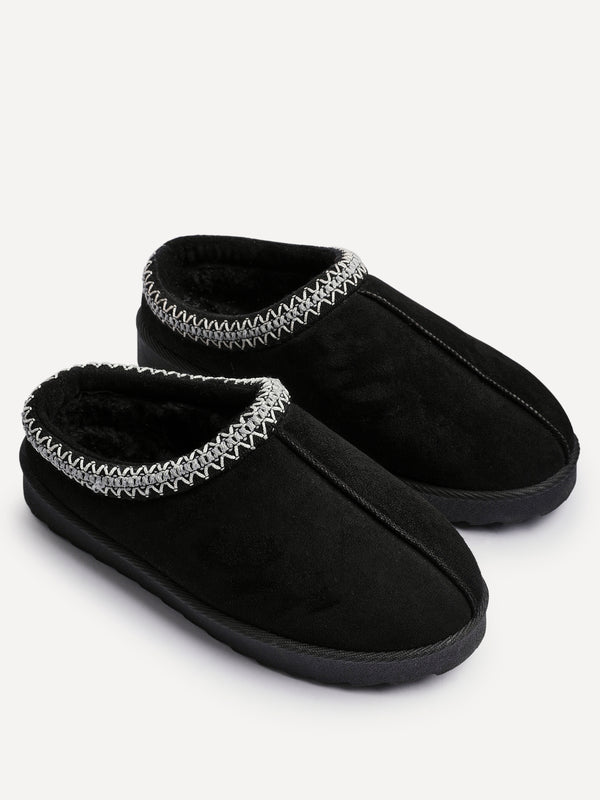 Linzi Black Suede Slipper With Aztec Detail
