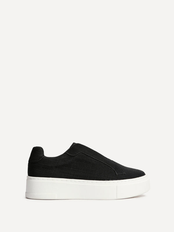 Linzi Black Textured Slip On Platform Trainers
