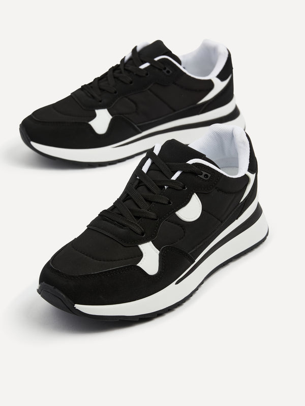 Linzi Black Two-Tone Wedged Trainer
