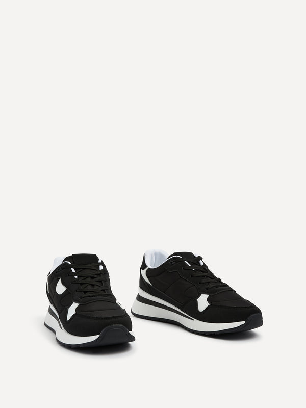 Linzi Black Two-Tone Wedged Trainer