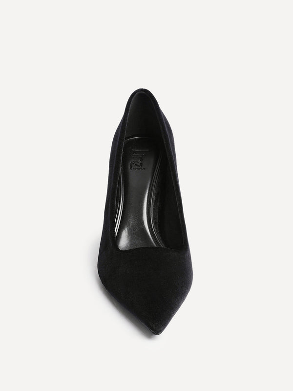 Linzi Black Velvet Classic Court Heels