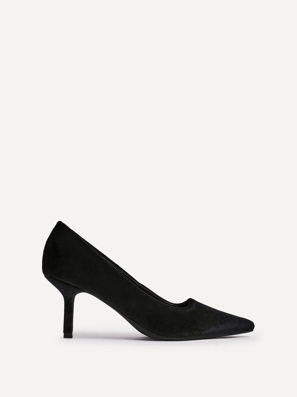 Linzi Black Velvet Classic Court Heels