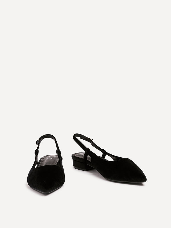 Linzi Black Velvet Pointed Toe Ballet Flat
