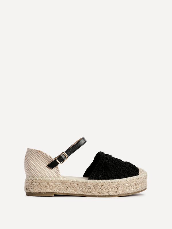 Linzi Black Woven Two Part Espadrille Sandal