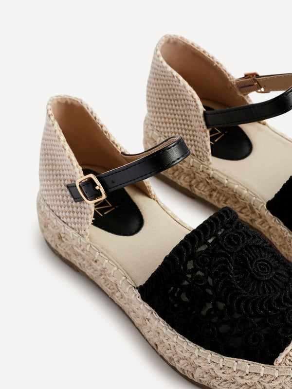Linzi Black Woven Two Part Espadrille Sandal