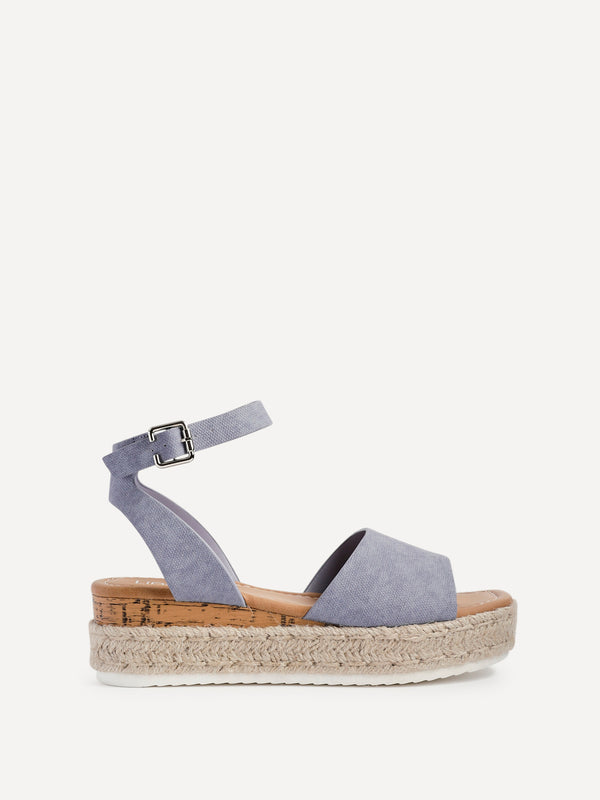 Linzi Blue Nubuck Espadrille Flatform Sandals