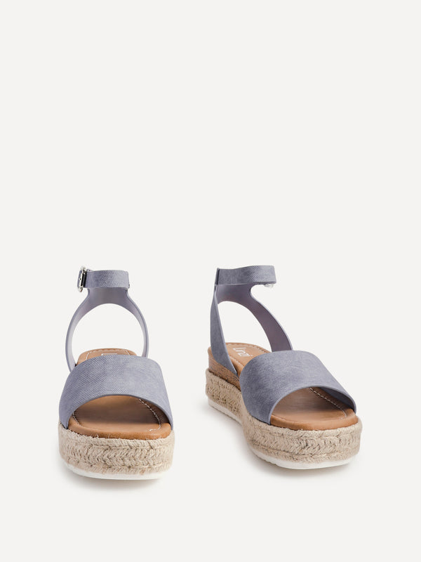 Linzi Blue Nubuck Espadrille Flatform Sandals