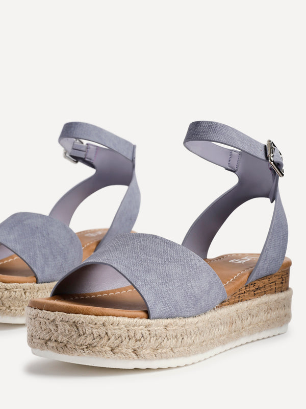 Linzi Blue Nubuck Espadrille Flatform Sandals