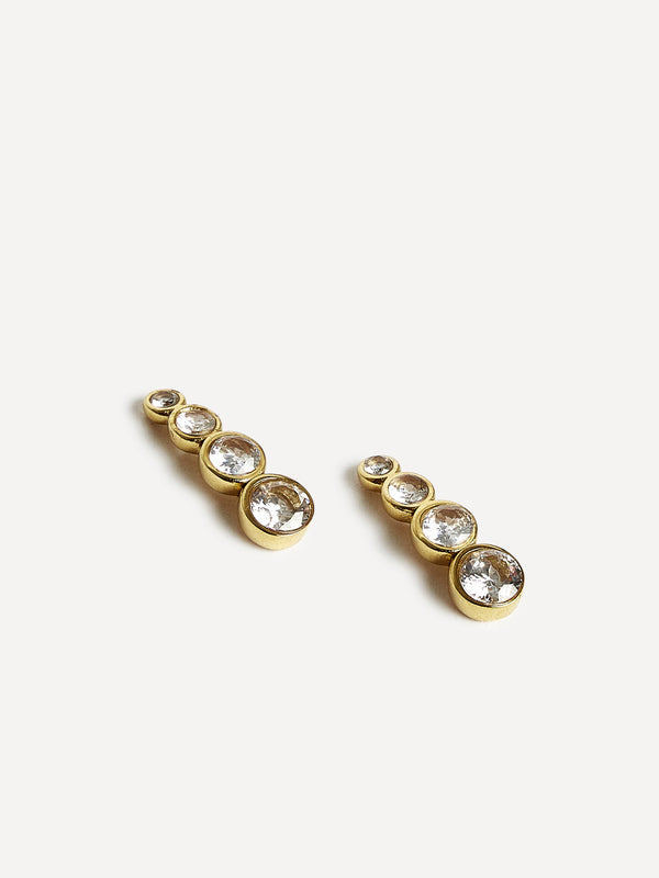 Linzi Bridal Gold Crystal Four Stone Drop Earrings