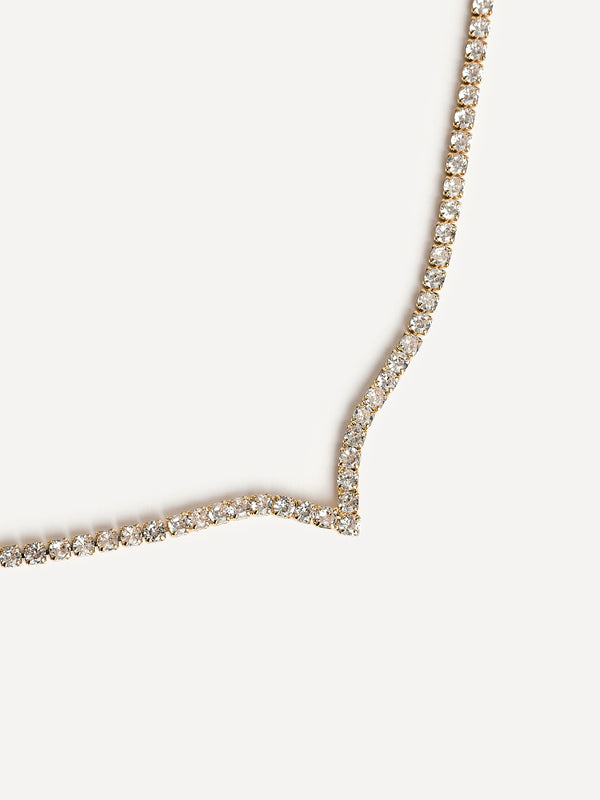Linzi Bridal Gold V-Shape Tennis Necklace