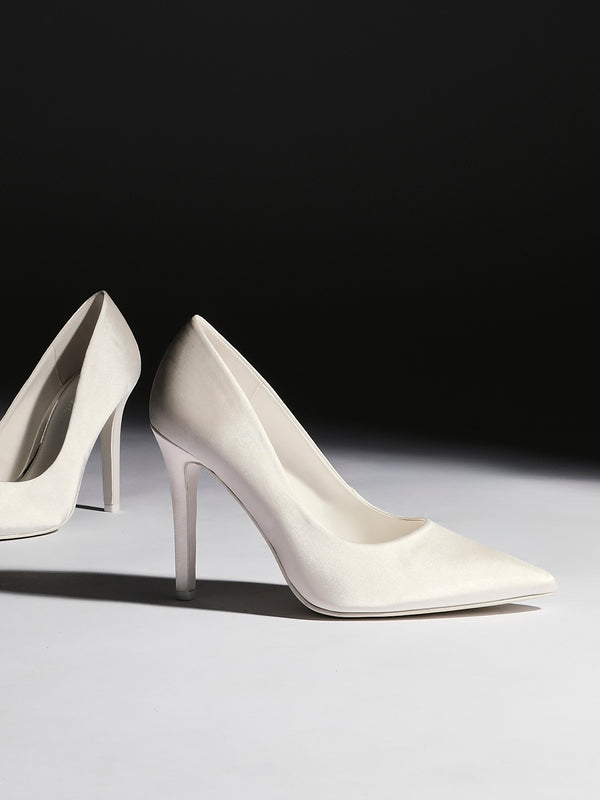 linzi Bridal Ivory Satin Classic Court Heels