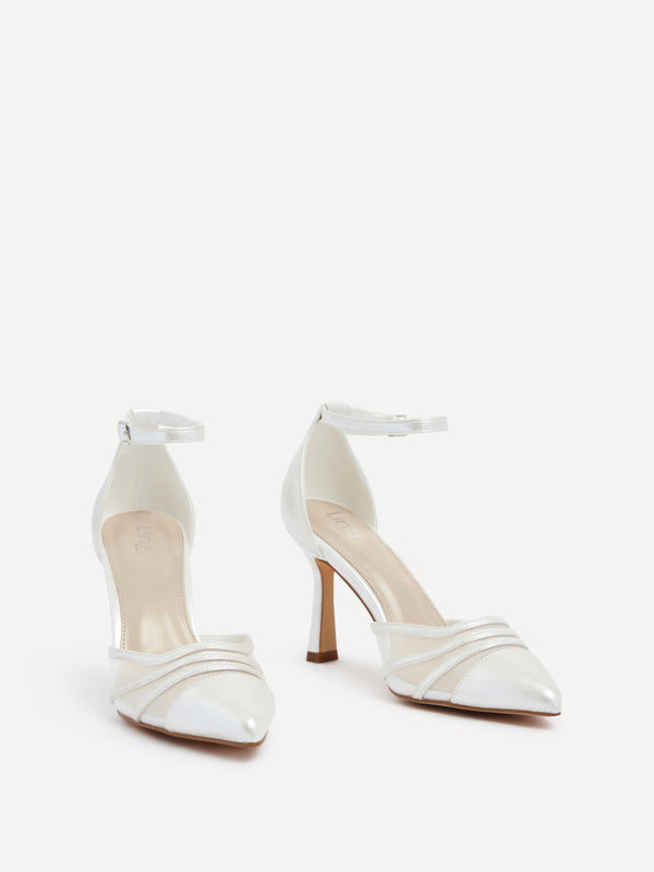 Linzi Bridal Ivory Satin Mesh Court Heel