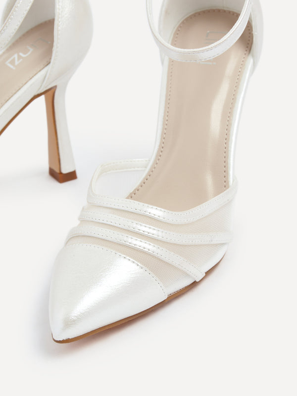 Linzi Bridal Ivory Satin Mesh Court Heel