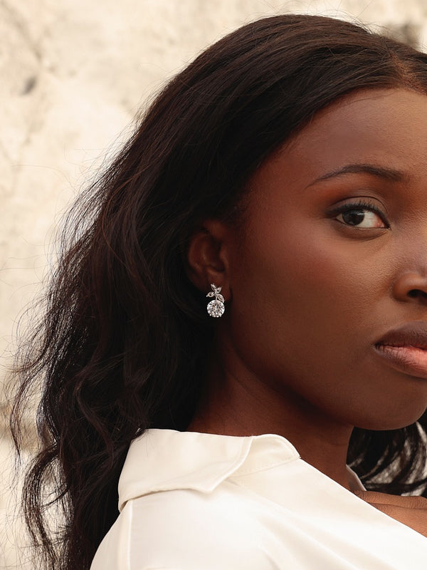 Linzi Bridal Silver Crystal Drop Earrings