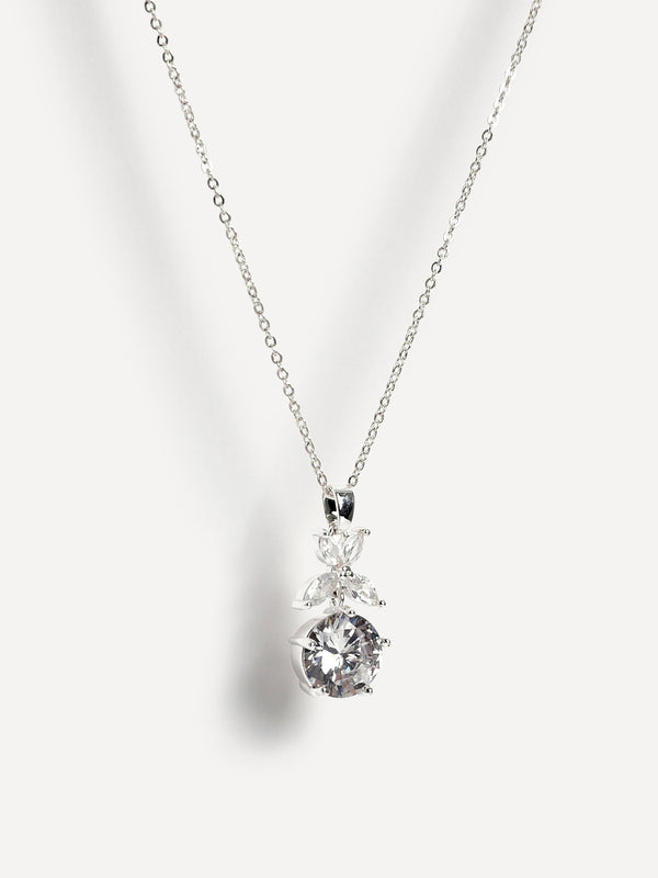 Linzi Bridal Silver Crystal Drop Necklace