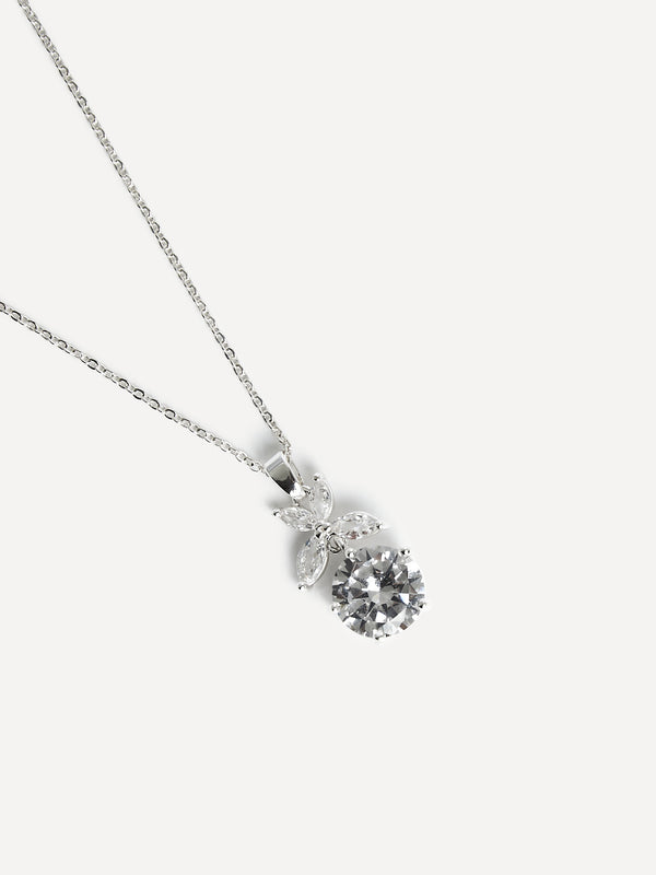 Linzi Bridal Silver Crystal Drop Necklace