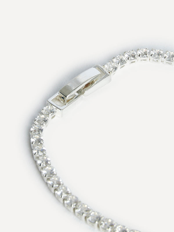 Linzi Bridal Silver Crystal Thin Tennis Bracelet