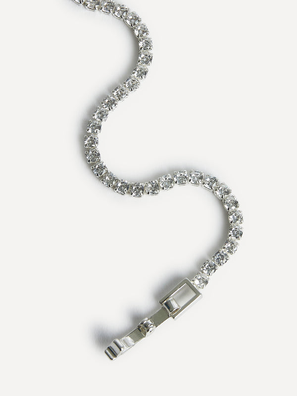 Linzi Bridal Silver Crystal Thin Tennis Bracelet
