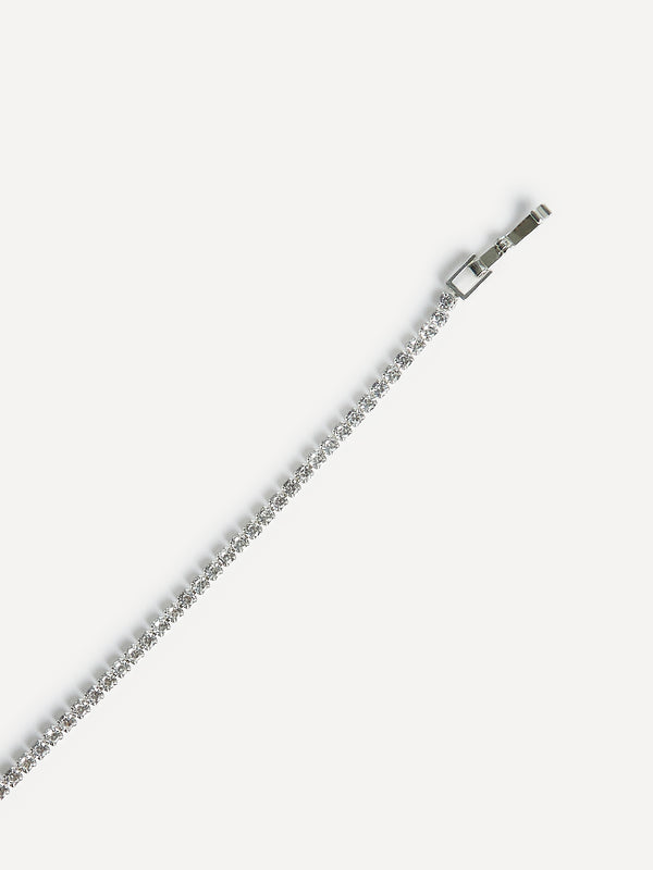 Linzi Bridal Silver Crystal Thin Tennis Bracelet