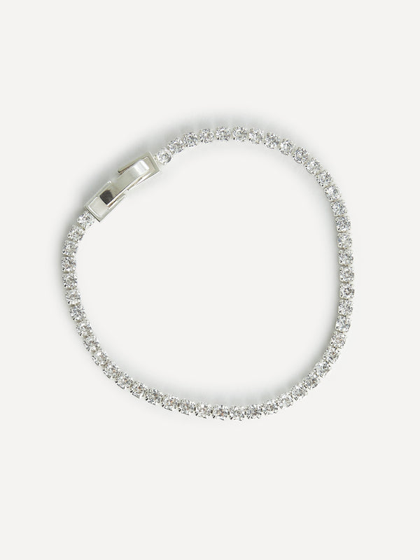 linzi Bridal Silver Crystal Thin Tennis Bracelet