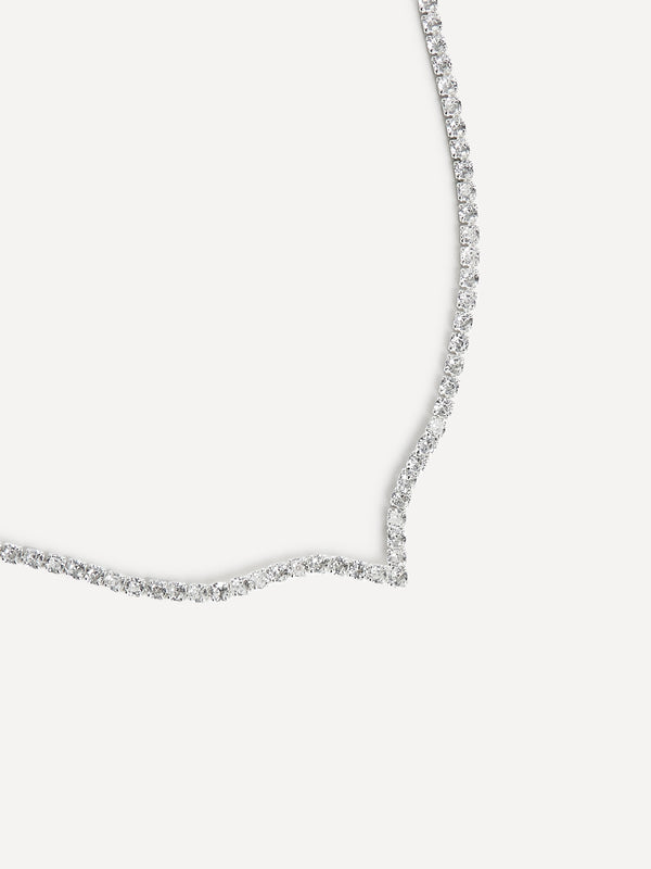 Linzi Bridal Silver V-Shape Tennis Necklace