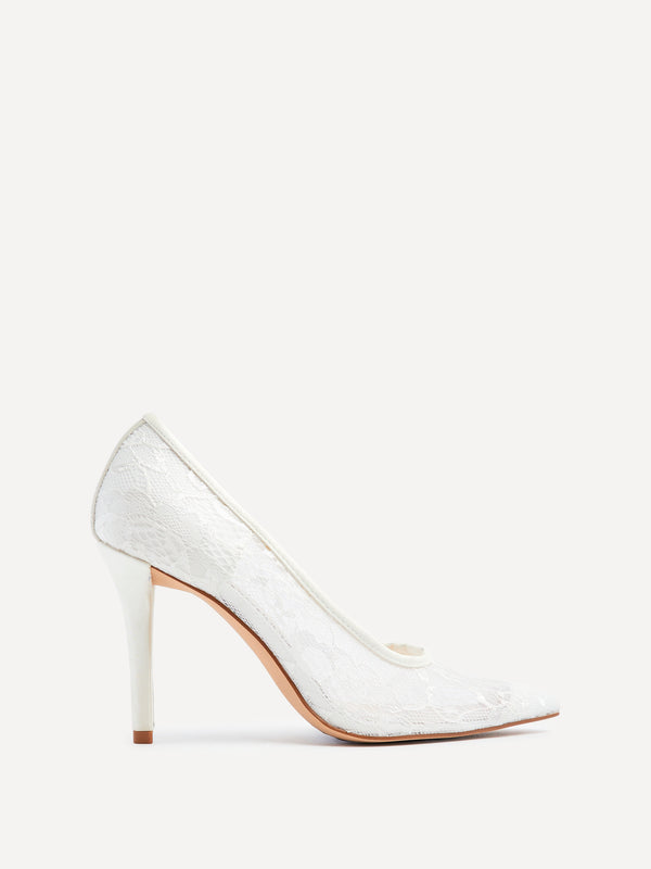 Linzi Bridal White Lace Court Heel