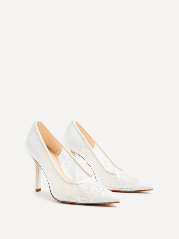 Linzi Bridal White Lace Court Heel