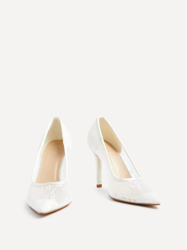 Linzi Bridal White Lace Court Heel