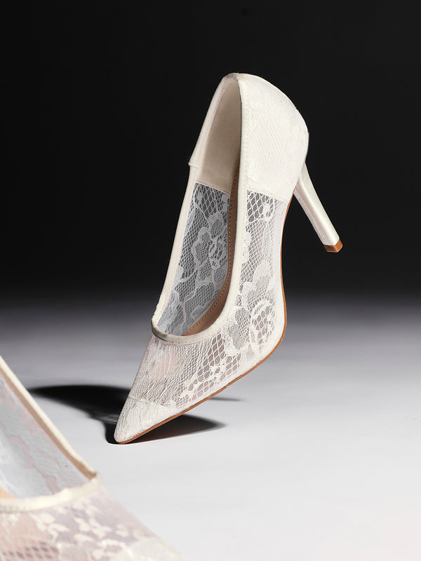 linzi Bridal White Lace Court Heel
