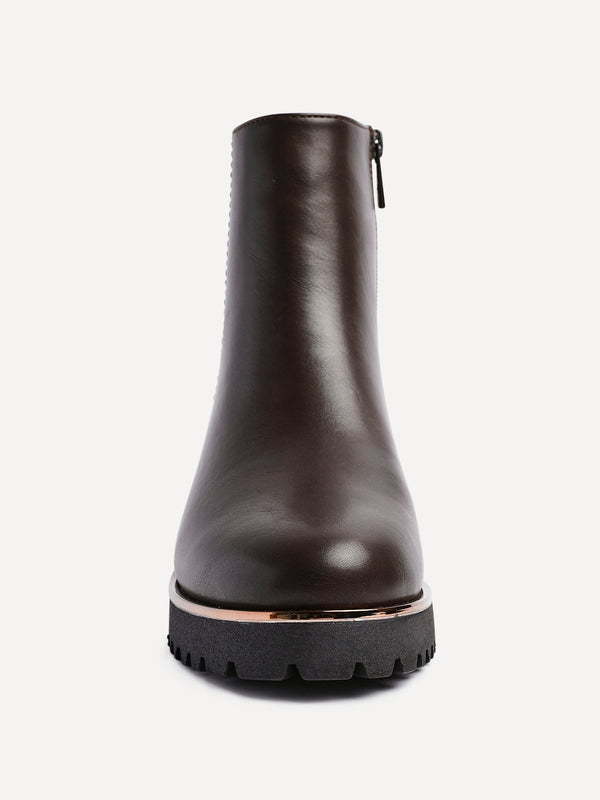 Linzi Brown Croc Mix Wedge Ankle Boot