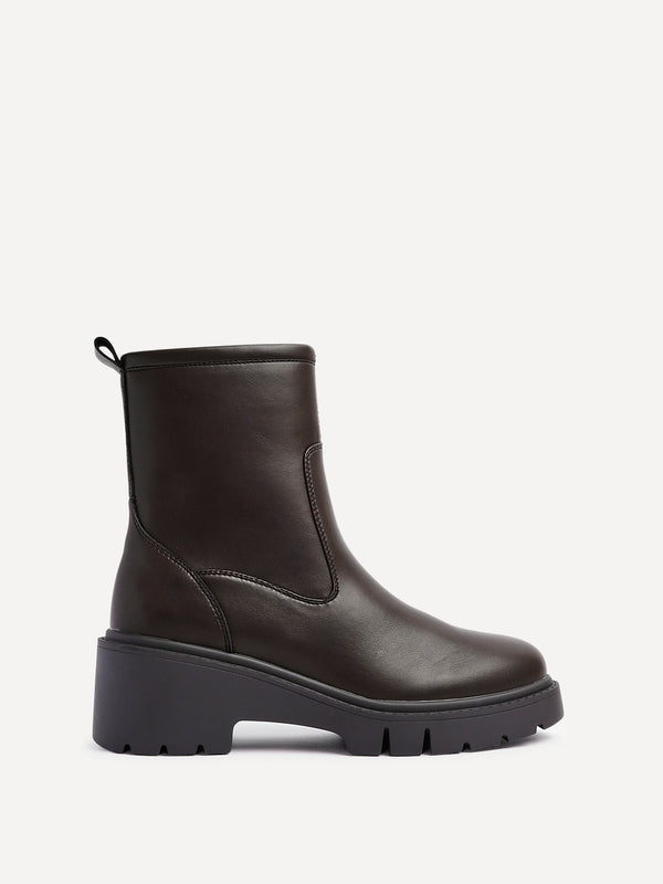 Linzi Brown Faux Leather Ankle Boot