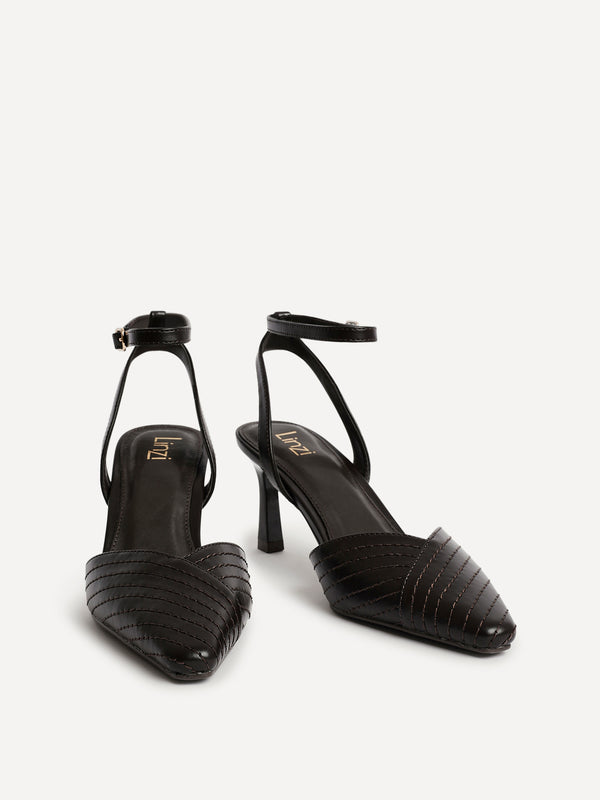 Linzi Brown Faux Leather Quilted Court Heel