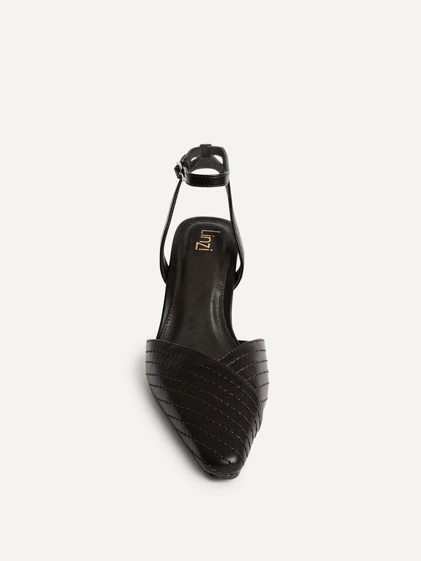 Linzi Brown Faux Leather Quilted Court Heel