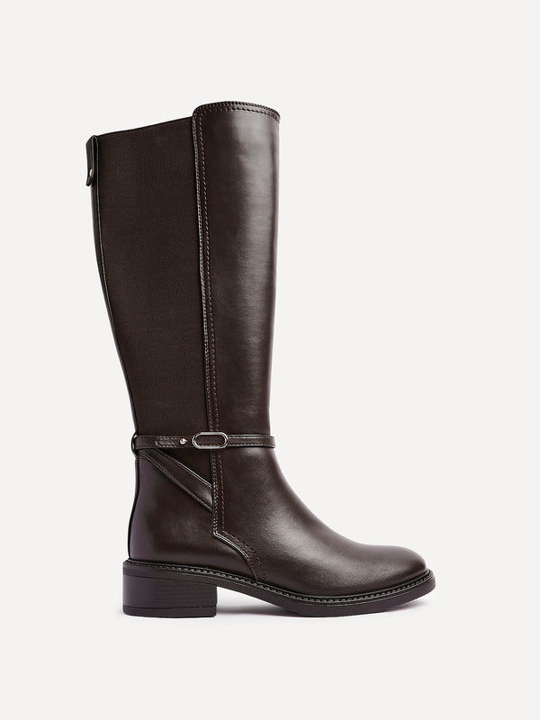 Linzi Brown Faux Leather Riding Boot