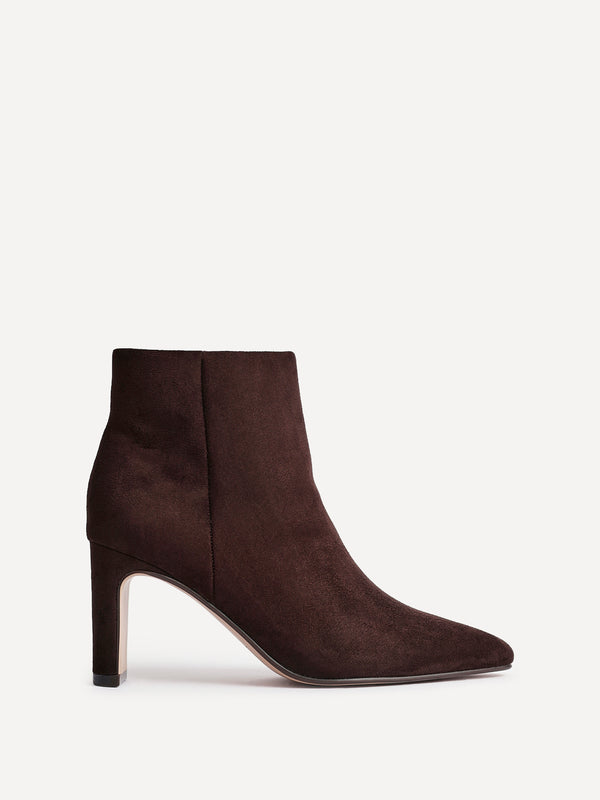 Linzi Brown Faux Suede Heeled Ankle Boot