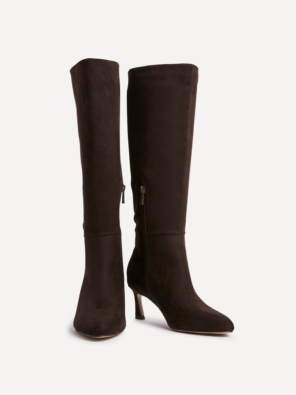 Linzi Brown Faux Suede High Leg Stiletto Boots