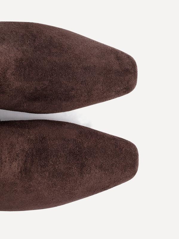 Linzi Brown Faux Suede Kitten Heel Chelsea Boot